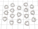 Metal parts charm 10x9mm heart silver color (with CZ) 1pc