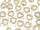 Metal parts charm 10x9mm heart gold color (with CZ) 1pc