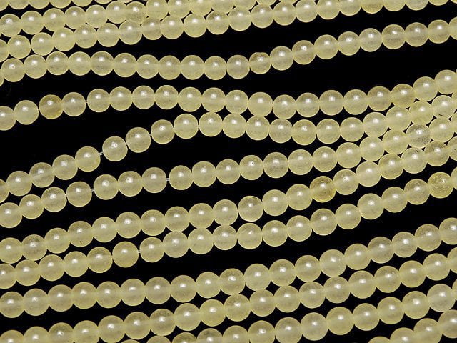 Pastel yellow color Jade Round 4mm 1strand beads (aprx.15inch/36cm)