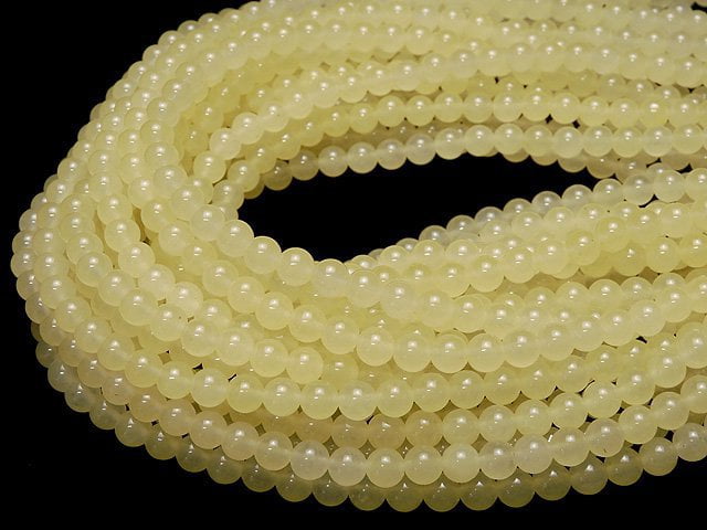 Pastel Yellow Color Jade Round 6mm 1strand beads (aprx.15inch / 35cm)