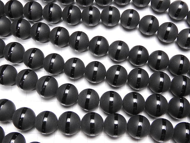 Line Carved Frost Onyx Round 14 mm half or 1 strand beads (aprx.15 inch / 36 cm)