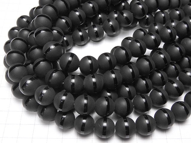 Line Carved Frost Onyx Round 14 mm half or 1 strand beads (aprx.15 inch / 36 cm)