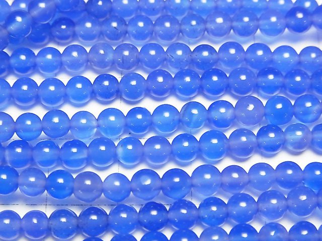 Blue agate AAA Round 4mm 1strand beads (aprx.14inch/35cm)