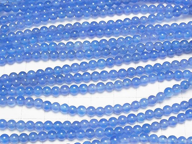 Blue agate AAA Round 4mm 1strand beads (aprx.14inch/36cm)