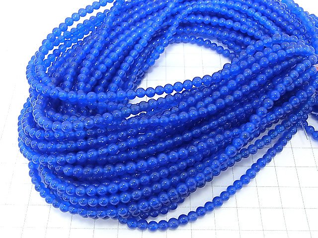 1strand $4.79! Blue Agate AAA Round 4mm 1strand beads (aprx.15inch / 37cm)