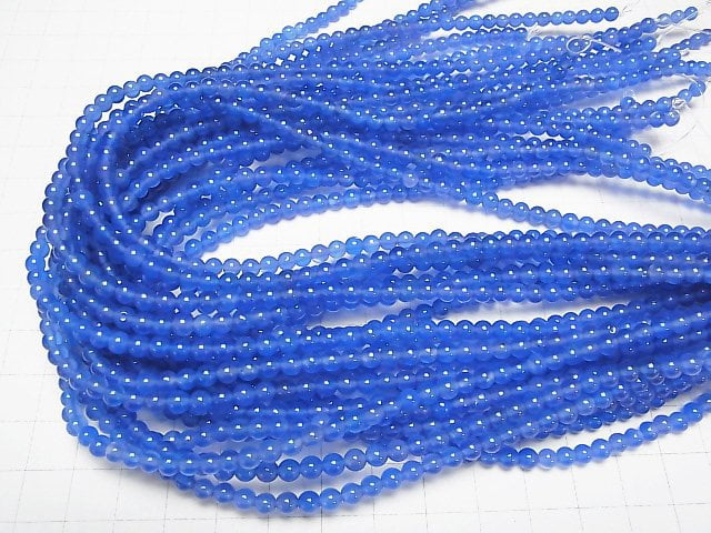 Blue agate AAA Round 4mm 1strand beads (aprx.14inch/35cm)