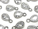 Metal CZ Pear Shape Faceted Charms, 11x6x3mm, Silver, 2 Pieces