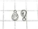 Metal CZ Pear Shape Faceted Charms, 11x6x3mm, Silver, 2 Pieces