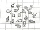 Metal CZ Pear Shape Faceted Charms, 11x6x3mm, Silver, 2 Pieces