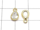 Metal CZ Pear Shape Faceted Charms, 11x6x3mm, Gold, 2 Pieces