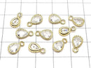 Metal CZ Pear Shape Faceted Charms, 11x6x3mm, Gold, 2 Pieces