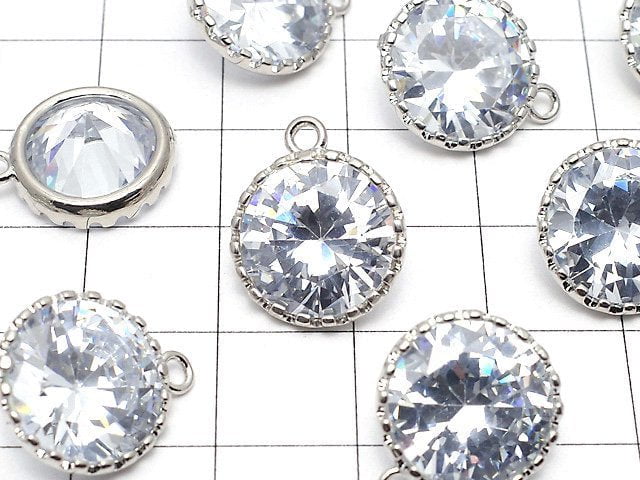 2pcs $3.79! Metal Parts CZ Brilliant Cut Charm 16x13x7mm Silver Color 2pcs