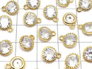 Metal parts CZ Round Faceted charm 10x8x3.5mm Gold color 2pcs