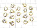 Metal parts CZ Round Faceted charm 10x8x3.5mm Gold color 2pcs