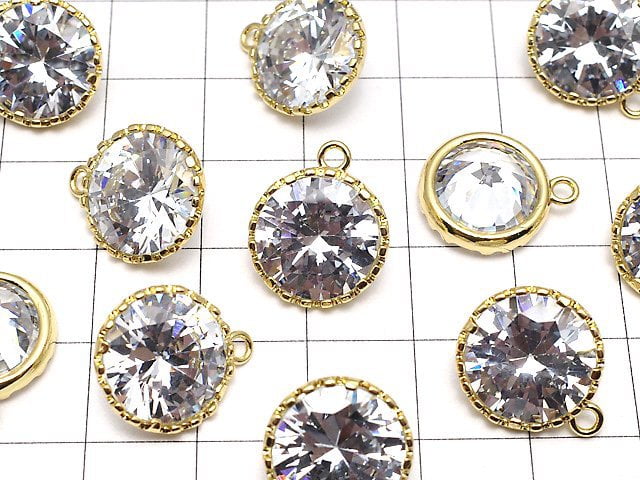 2pcs $3.79! Metal Parts CZ Brilliant Cut Charm 16x13x7mm Gold Color 2pcs