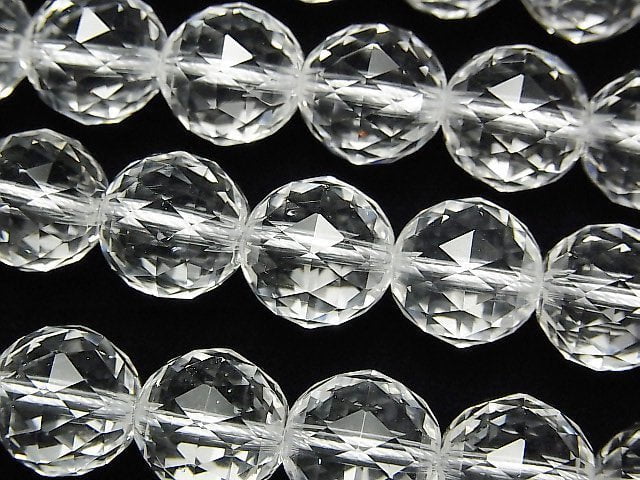 Crystal Quartz, Faceted Round, Triangle Gemstone Beads