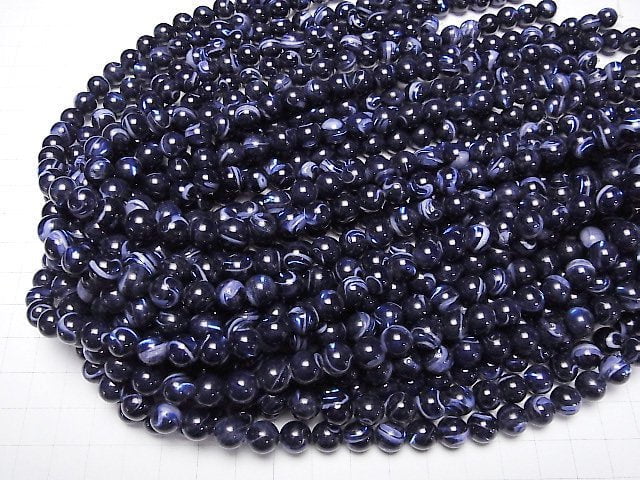 [Video]Mother of Pearl MOP Blue Round 8mm 1strand beads (aprx.15inch/37cm)