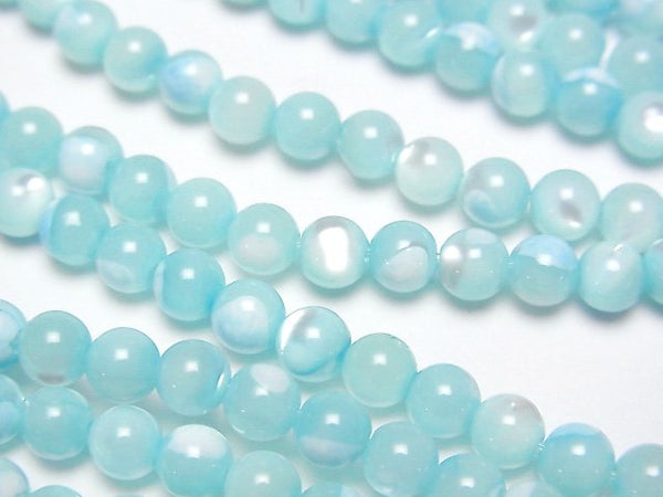 [Video]Mother of Pearl MOP Light Blue Round 4mm 1strand beads (aprx.15inch/38cm)