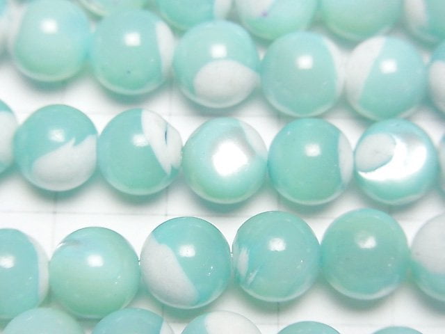 [Video]Mother of Pearl MOP Light Blue Round 8mm 1strand beads (aprx.15inch/38cm)