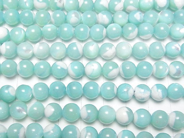 [Video]Mother of Pearl MOP Light Blue Round 8mm 1strand beads (aprx.15inch/38cm)