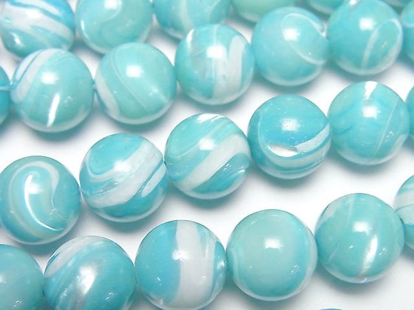 [Video]Mother of Pearl MOP Light Blue Round 10mm 1strand beads (aprx.15inch/38cm)