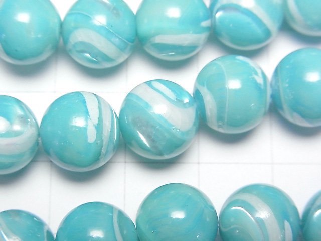 [Video]Mother of Pearl MOP Light Blue Round 10mm 1strand beads (aprx.15inch/38cm)