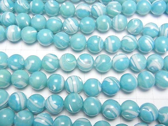 Nacre de culture MOP bleu clair rond 10 mm 1 fil de perles (environ 15 pouces/38 cm)