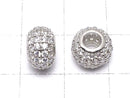 Metal Parts Rondelle 10 x 10 x 6 mm Silver Color (with CZ) 1 pc