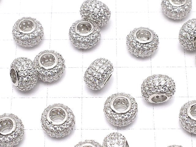 Metal Parts Roundel 10 x 10 x 6 mm Silver Color (with CZ) 1 pc