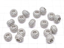 Metal Parts Rondelle 10 x 10 x 6 mm Silver Color (with CZ) 1 pc