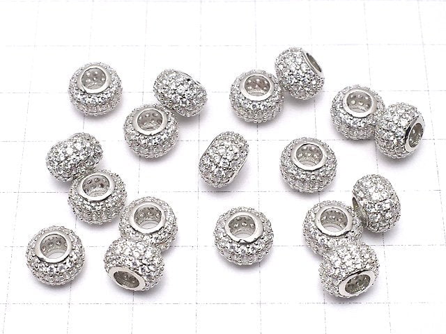 Metal Parts Roundel 10 x 10 x 6 mm Silver Color (with CZ) 1 pc