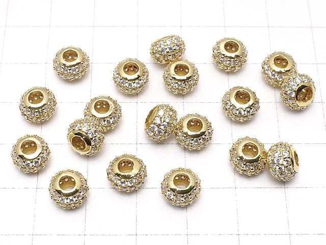 Metal Parts part Rondelle 8x8x5.5mm Gold color (with CZ) 1pc