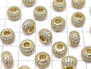 Metal Parts Rondelle 10 x 10 x 6.5 Gold Color (with CZ) 1 pc