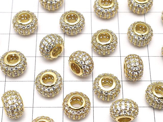 Metal Parts Roundel 10 x 10 x 6.5 Gold Color (with CZ) 1 pc