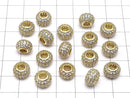 Metal Parts Rondelle 10 x 10 x 6.5 Gold Color (with CZ) 1 pc