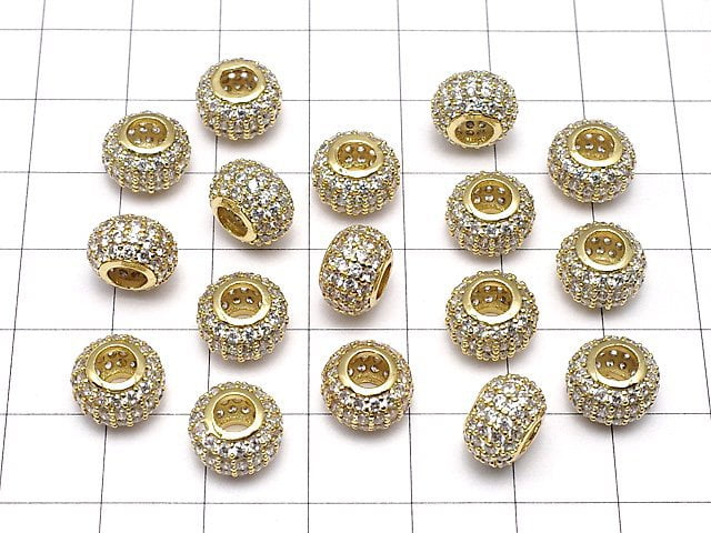 Metal Parts Roundel 10 x 10 x 6.5 Gold Color (with CZ) 1 pc