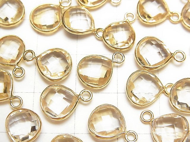 [Video] High Quality Citrine AAA Bezel Setting Chestnut Shape 9x9x4mm 18KGP 3pcs