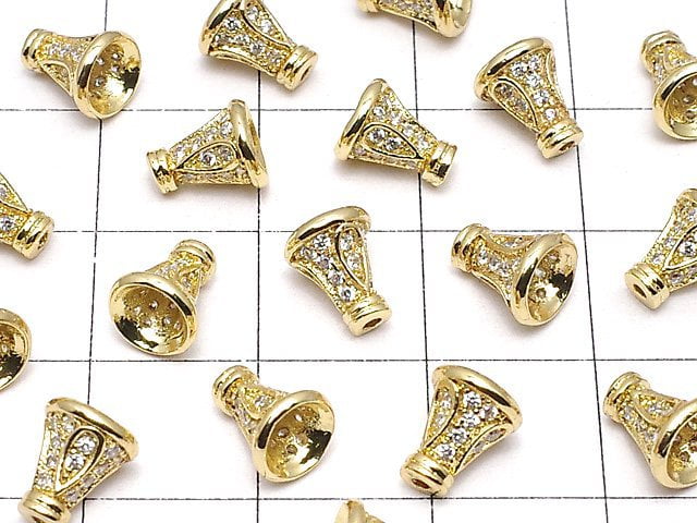 Metal parts cone 7x6mm gold color (with CZ) 2pcs