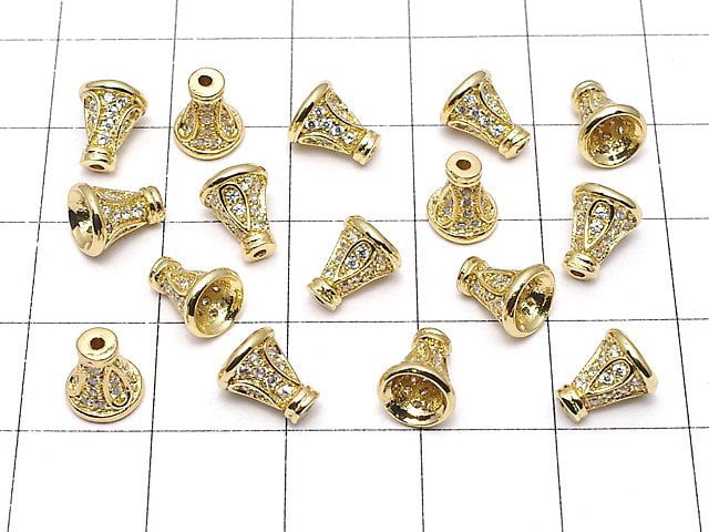 Metal parts cone 7x6mm gold color (with CZ) 2pcs