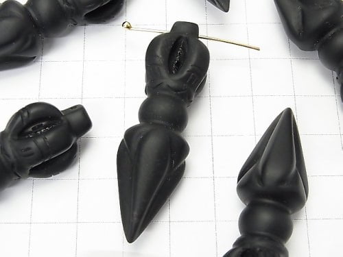 1pc $11.79! Frost Black Obsidian AAA Phurpa 52x15x15mm 1pc