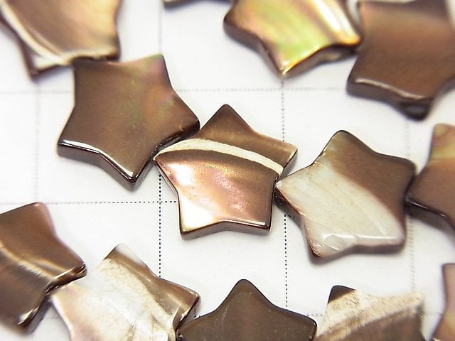 [Video] Mother of Pearl MOP Brown Star 10x10x4mm 1strand beads (aprx.15inch/38cm)