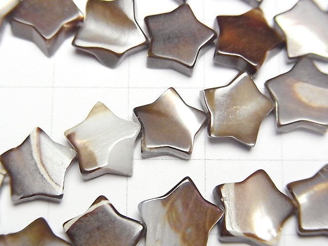 [Video]Mother of Pearl MOP Brown Star 10x10mm 1strand beads (aprx.15inch/38cm)