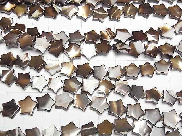 [Video]Mother of Pearl MOP Brown Star 10x10mm 1strand beads (aprx.15inch/38cm)