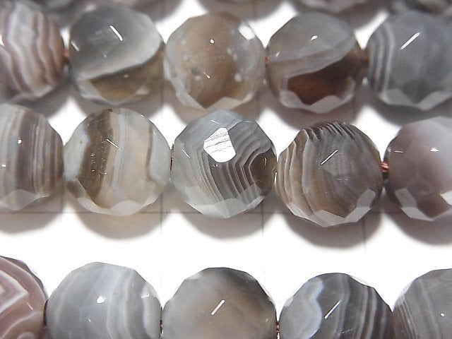 Botswana Agate 64 Faceted Round 10 mm [2 mm hole] half or 1 strand beads (aprx.15 inch / 38 cm)