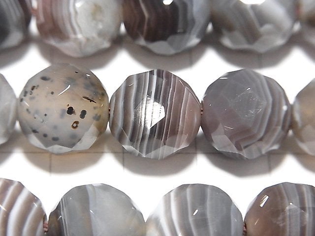 Botswana Agate 64 Faceted Round 12 mm [2 mm hole] half or 1 strand beads (aprx.15 inch / 38 cm)