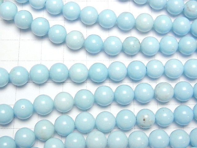 [Video]Magnesite Turquoise Light Blue Color Round 8mm 1strand beads (aprx.15inch/38cm)