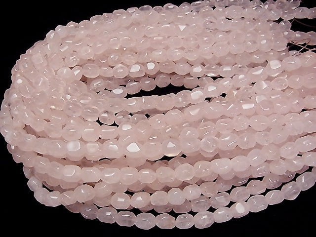 [Video] Rose Quartz AA+ Rough Tube -Faceted Nugget 1strand beads (aprx.15inch / 37cm)