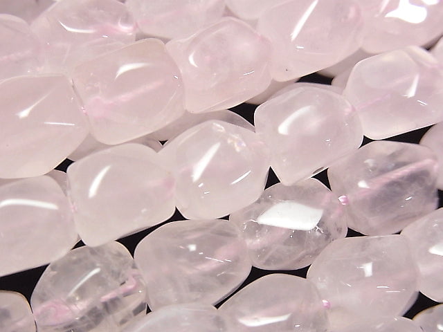 [Video]Rose Quartz AA+ Rough Tube -Faceted Nugget 1strand beads (aprx.15inch/38cm)