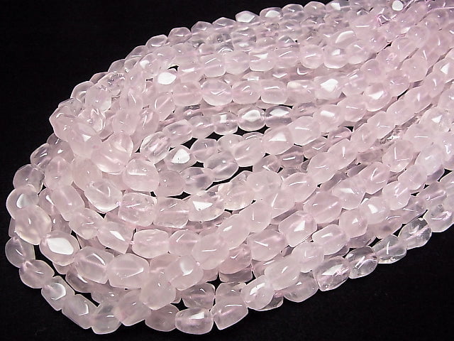 [Video]Rose Quartz AA+ Rough Tube -Faceted Nugget 1strand beads (aprx.15inch/38cm)