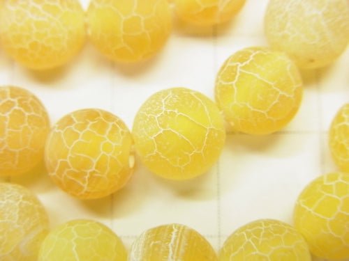 Frost Yellow Color Agate Round 8mm Antique Finish 1strand beads (aprx.14inch/35cm)